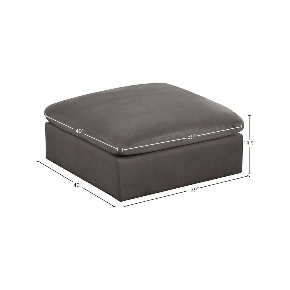 Cozy Grey Velvet Ottoman. Picture 3