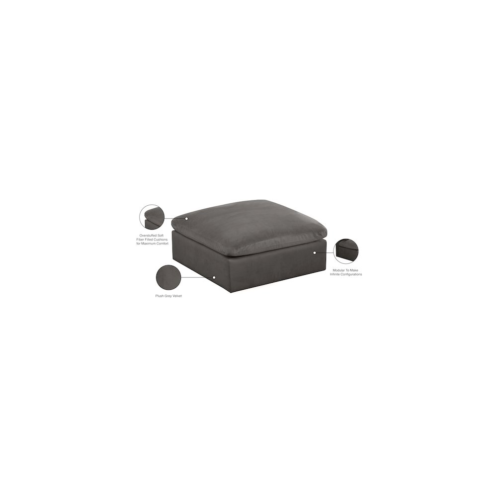 Cozy Grey Velvet Ottoman. Picture 4