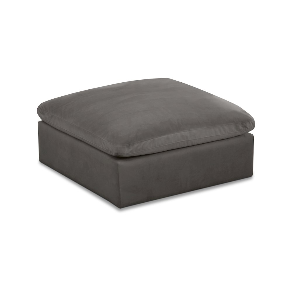 Cozy Grey Velvet Ottoman. Picture 1