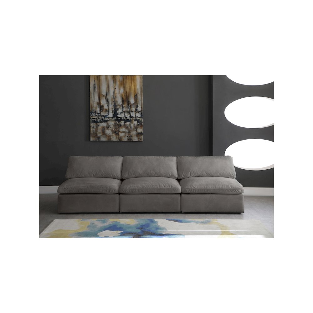 Cozy Grey Velvet Comfort Modular Armless Sofa. Picture 2