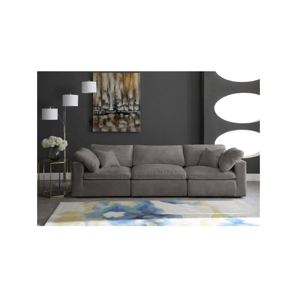 Cozy Grey Velvet Comfort Modular Sofa. Picture 2