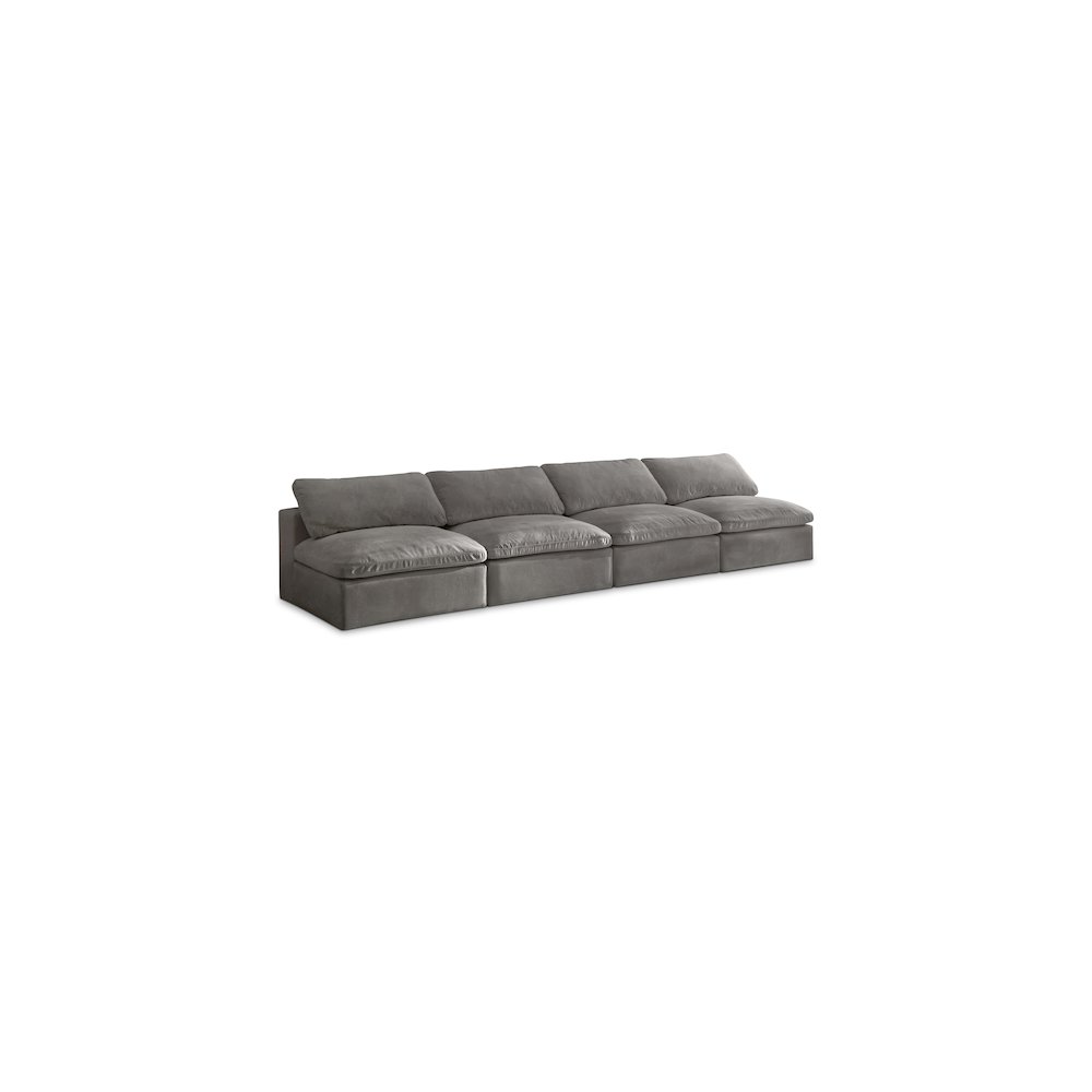 Cozy Grey Velvet Comfort Modular Armless Sofa. Picture 1