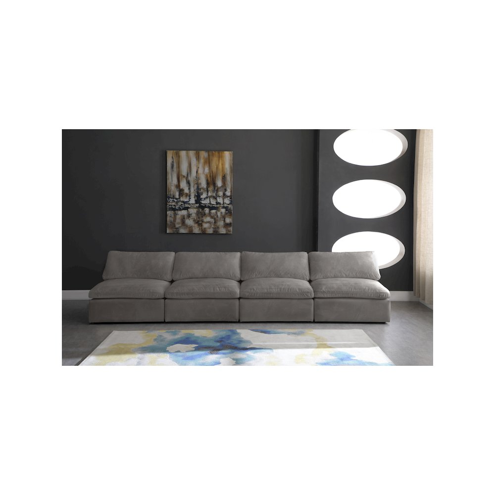 Cozy Grey Velvet Comfort Modular Armless Sofa. Picture 2