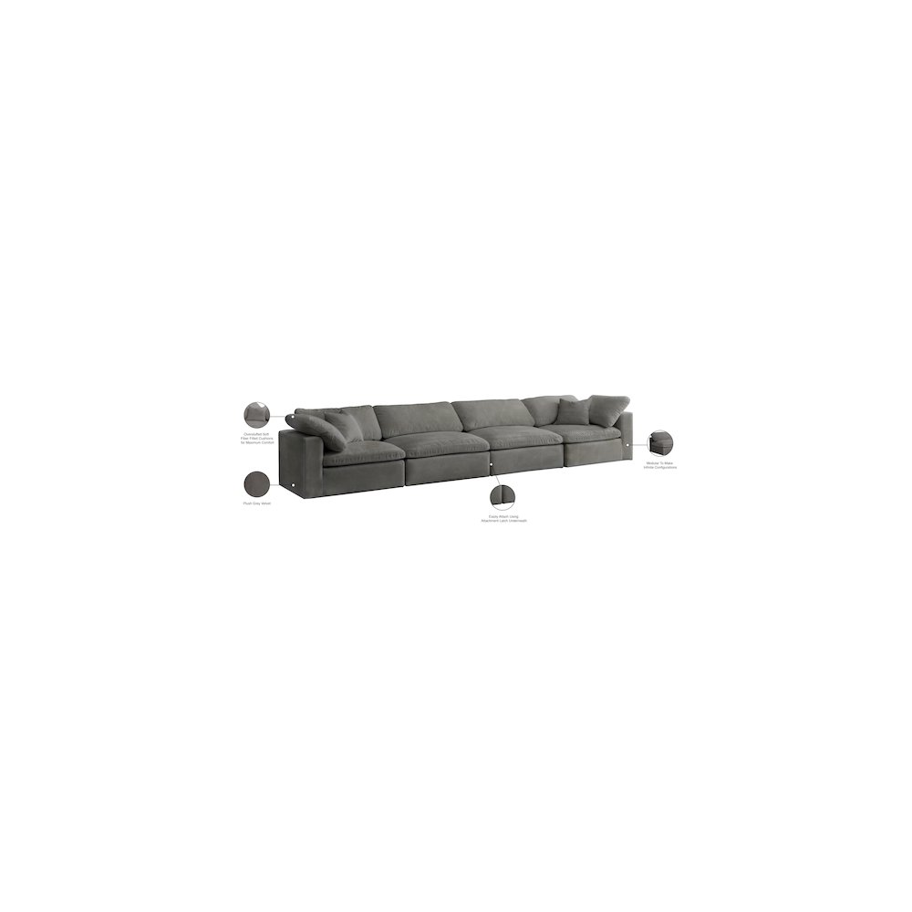Cozy Grey Velvet Comfort Modular Sofa. Picture 8