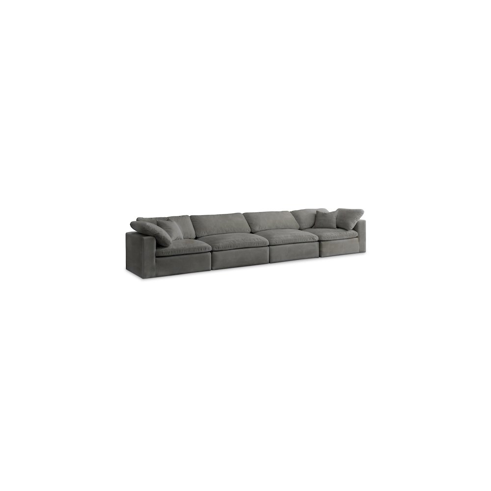 Cozy Grey Velvet Comfort Modular Sofa. Picture 1