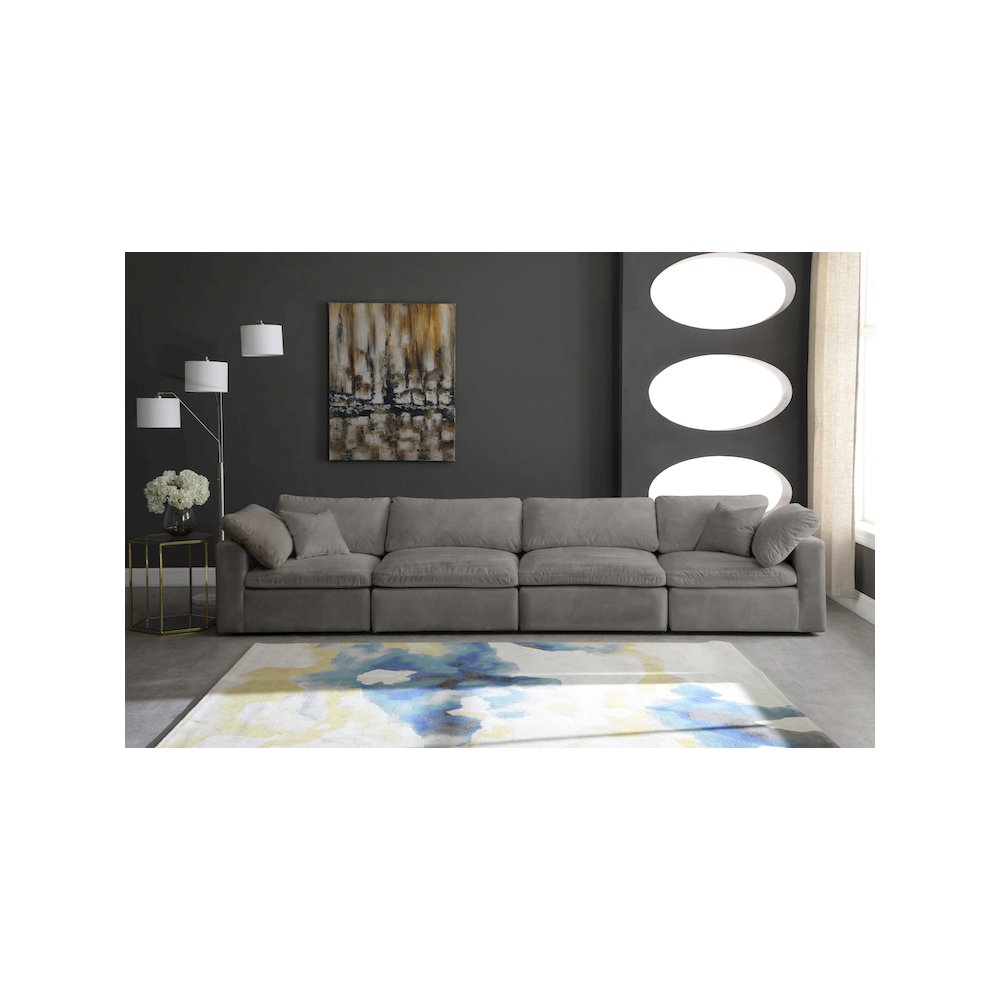 Cozy Grey Velvet Comfort Modular Sofa. Picture 2