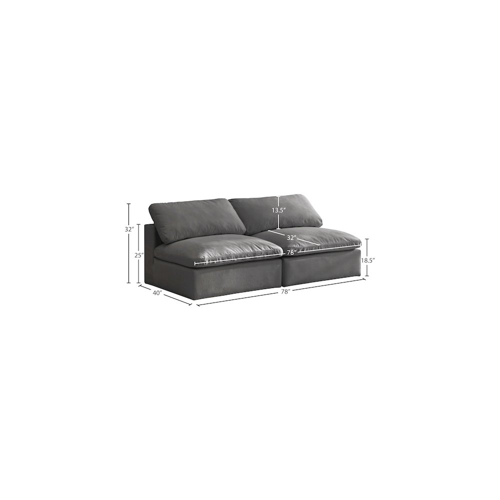 Cozy Grey Velvet Comfort Modular Armless Sofa. Picture 5