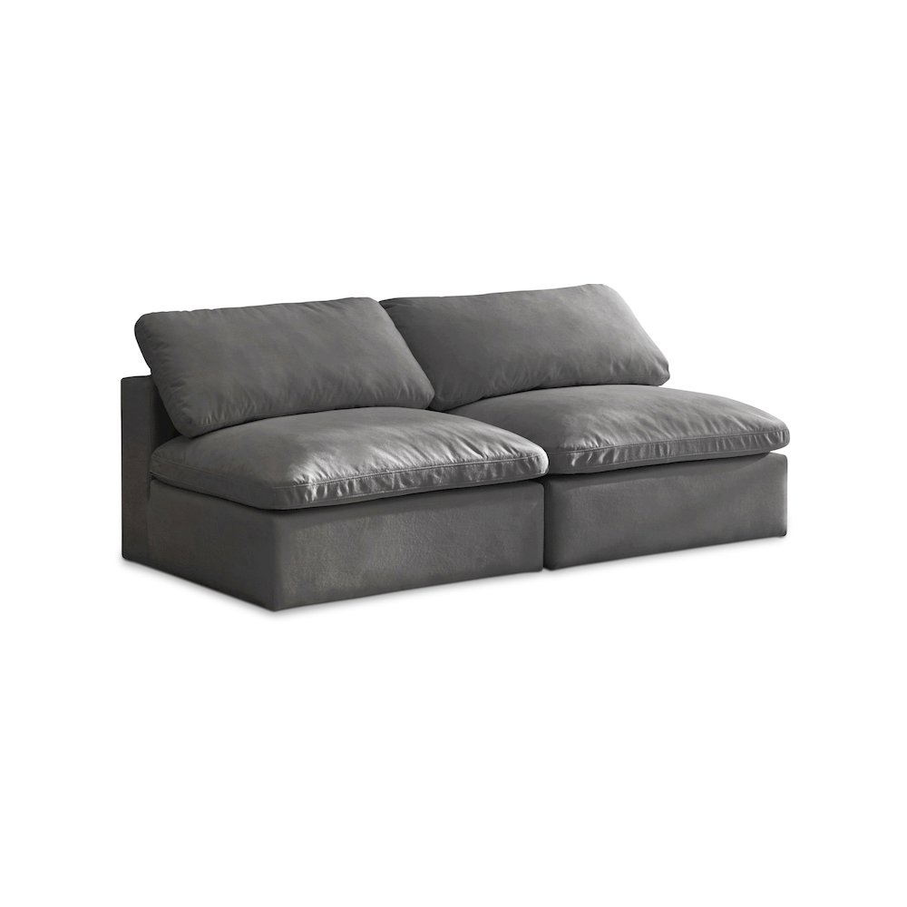 Cozy Grey Velvet Comfort Modular Armless Sofa. Picture 1