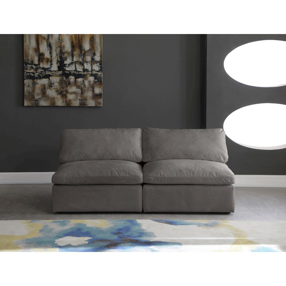Cozy Grey Velvet Comfort Modular Armless Sofa. Picture 2