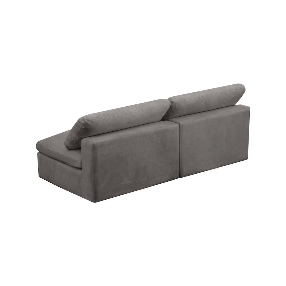 Cozy Grey Velvet Comfort Modular Armless Sofa. Picture 3