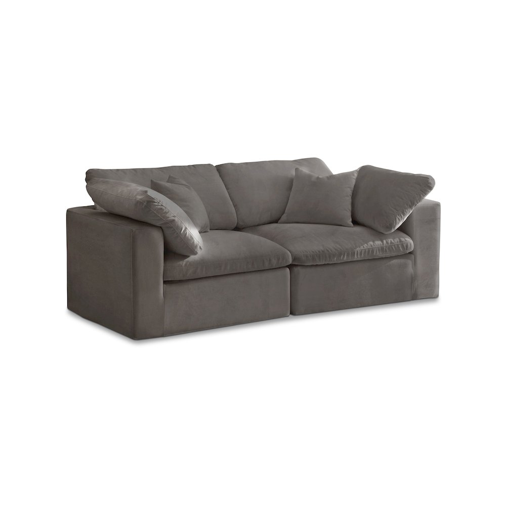 Cozy Grey Velvet Comfort Modular Sofa. Picture 1