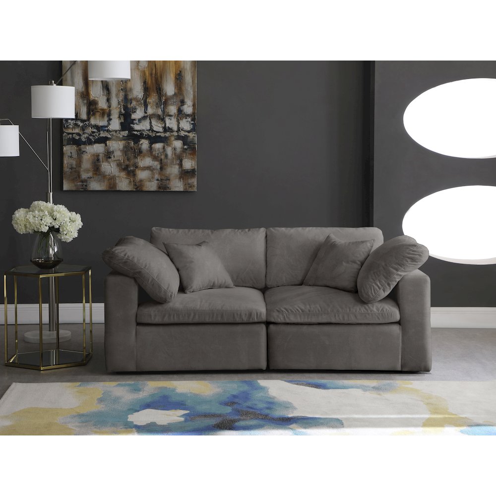 Cozy Grey Velvet Comfort Modular Sofa. Picture 2