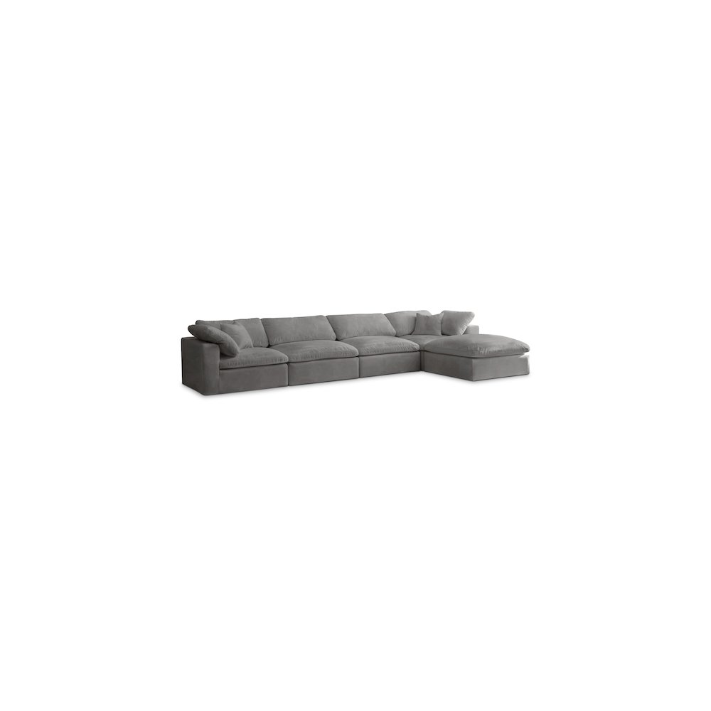 Cozy Grey Velvet Comfort Modular Sectional. Picture 1