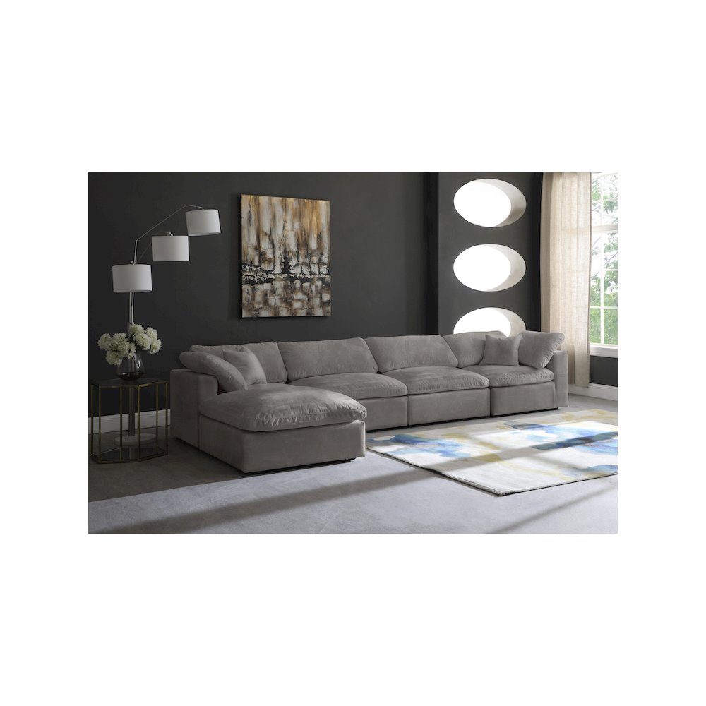 Cozy Grey Velvet Comfort Modular Sectional. Picture 3