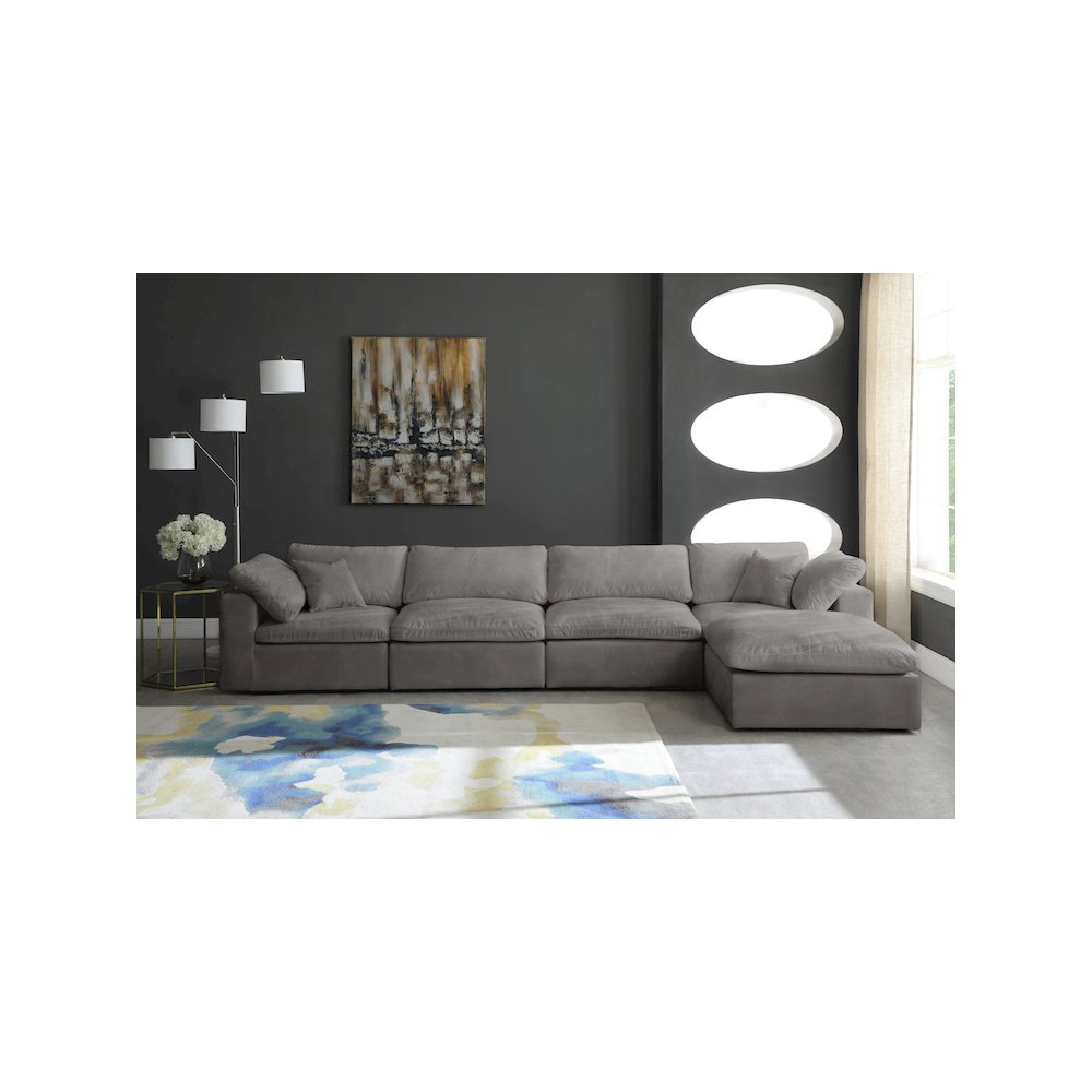 Cozy Grey Velvet Comfort Modular Sectional. Picture 4