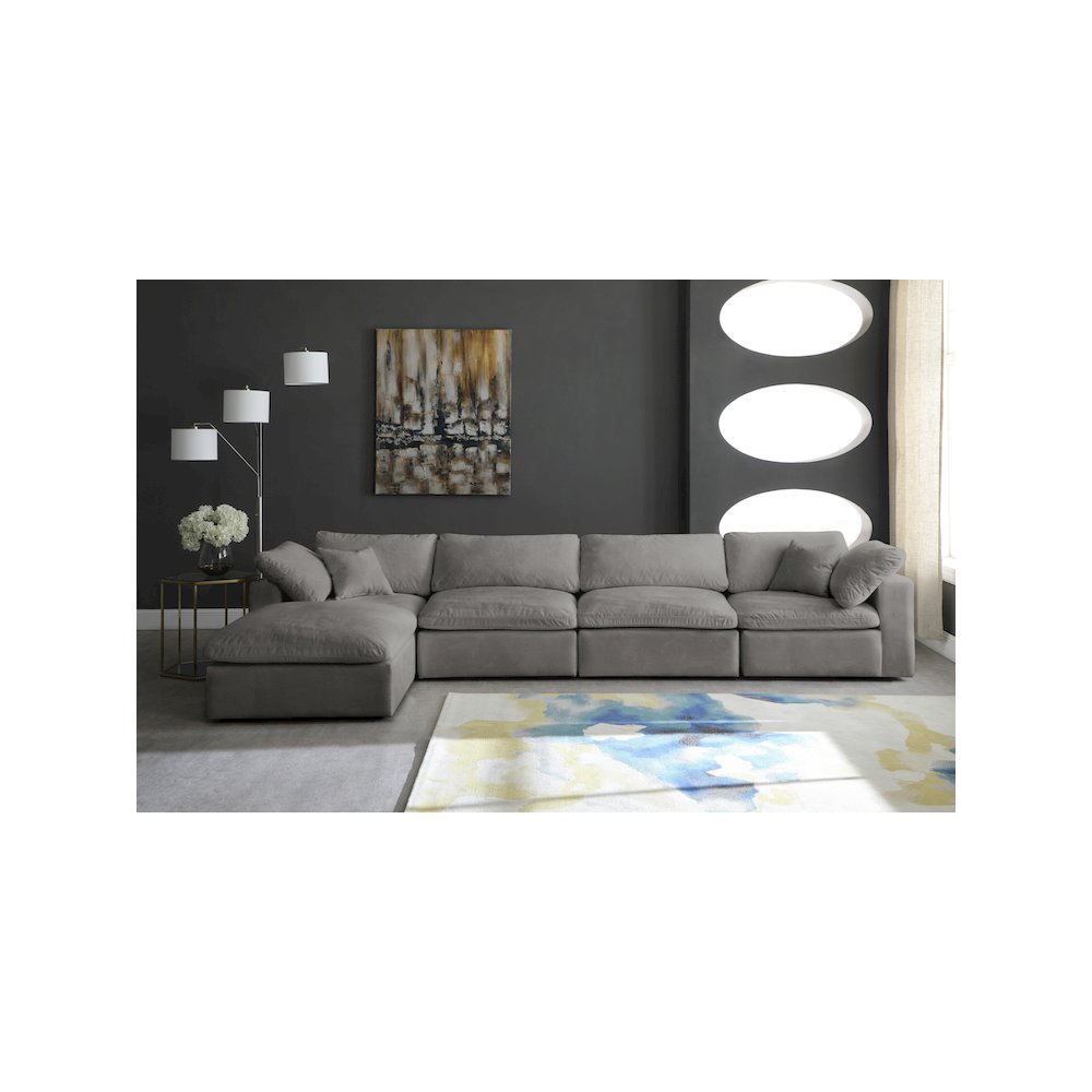 Cozy Grey Velvet Comfort Modular Sectional. Picture 5
