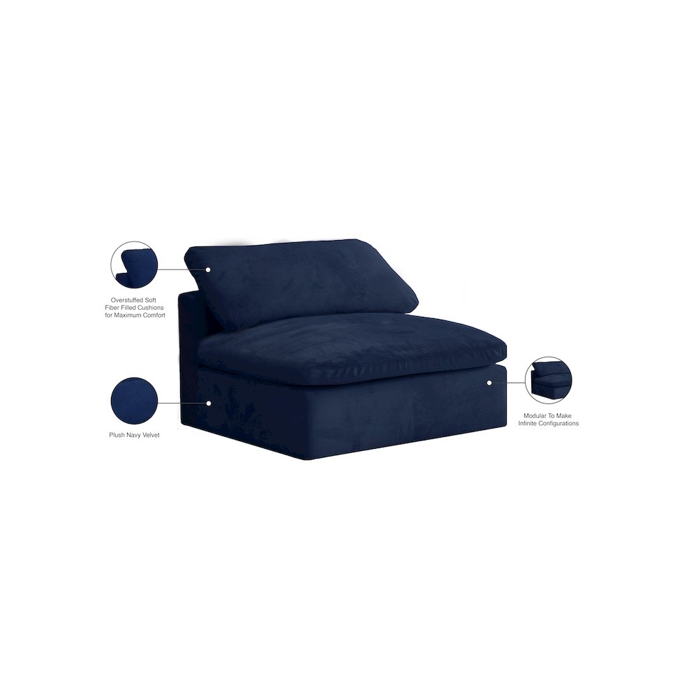 Cozy Navy Velvet Chair. Picture 6