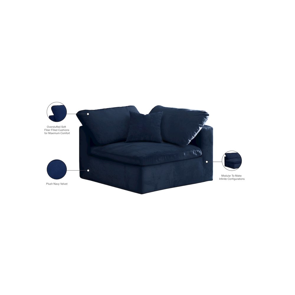Cozy Navy Velvet Chair. Picture 5