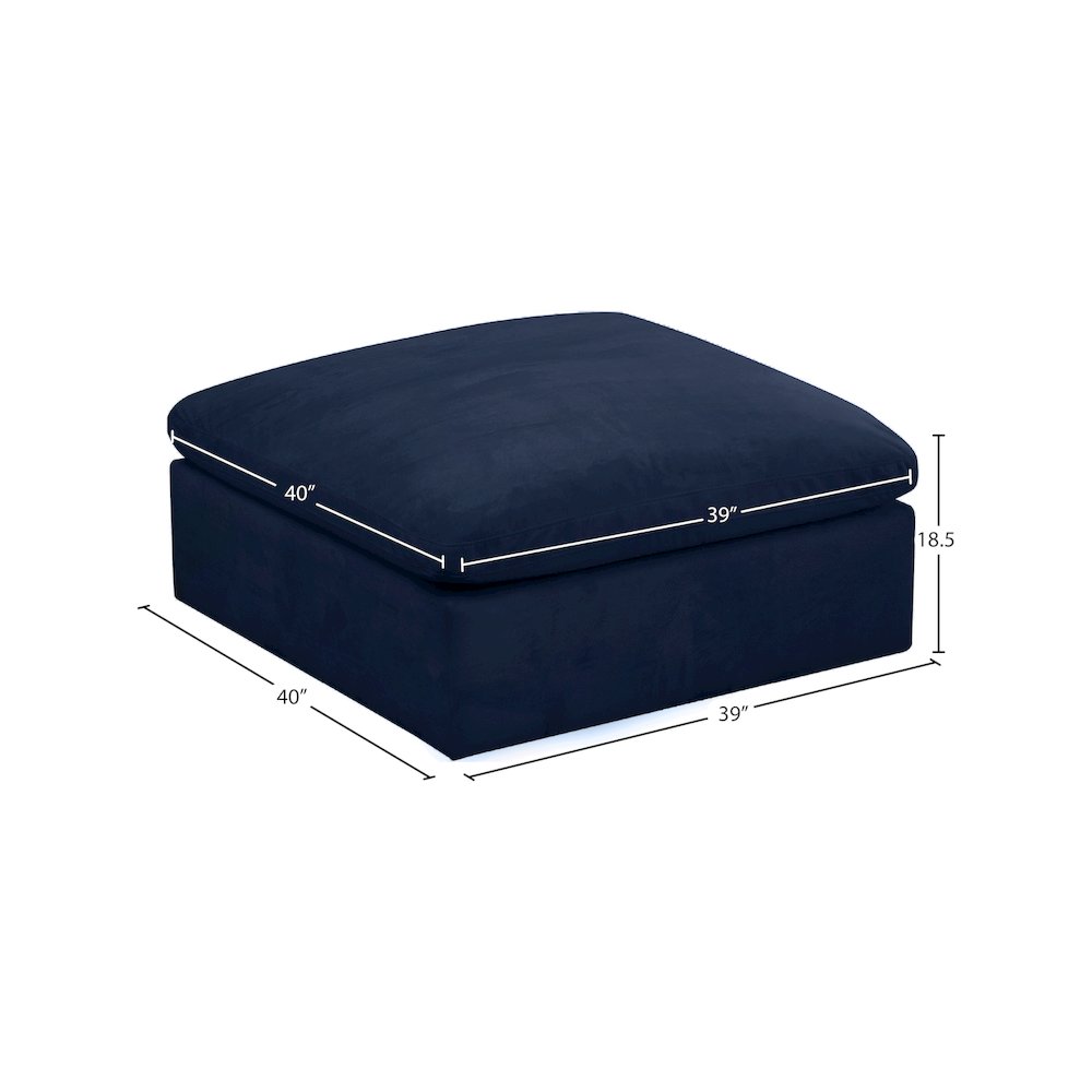 Cozy Navy Velvet Ottoman. Picture 3