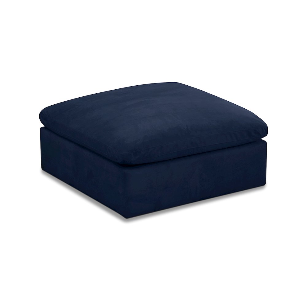 Cozy Navy Velvet Ottoman. Picture 1