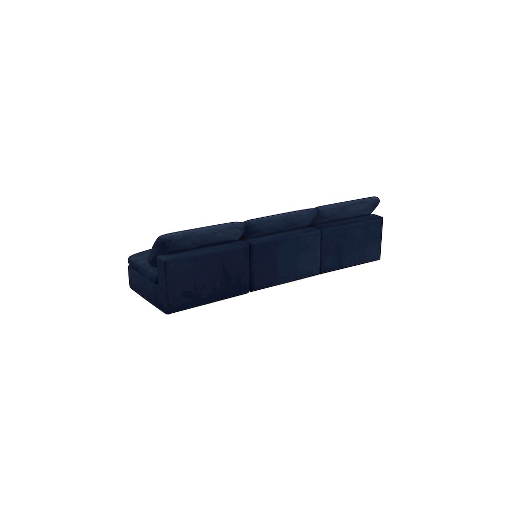 Cozy Navy Velvet Comfort Modular Armless Sofa. Picture 3