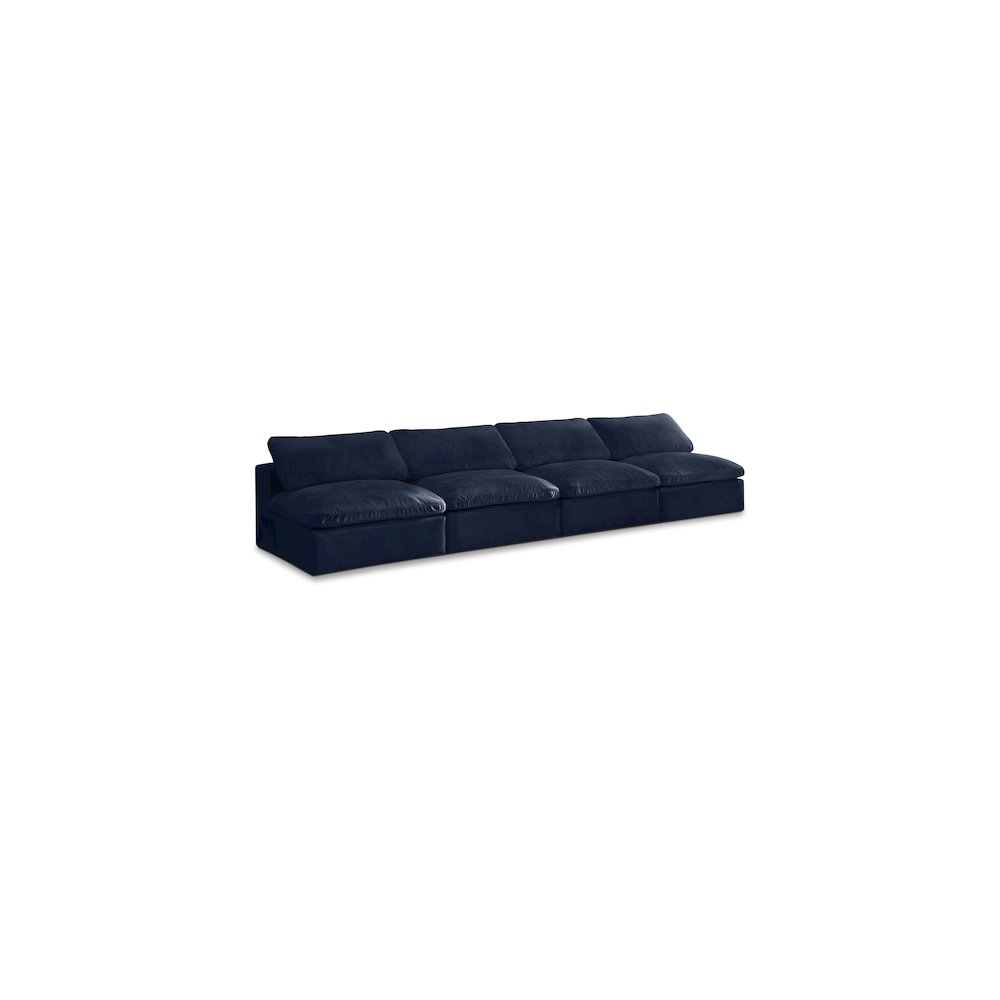 Cozy Navy Velvet Comfort Modular Armless Sofa. Picture 1