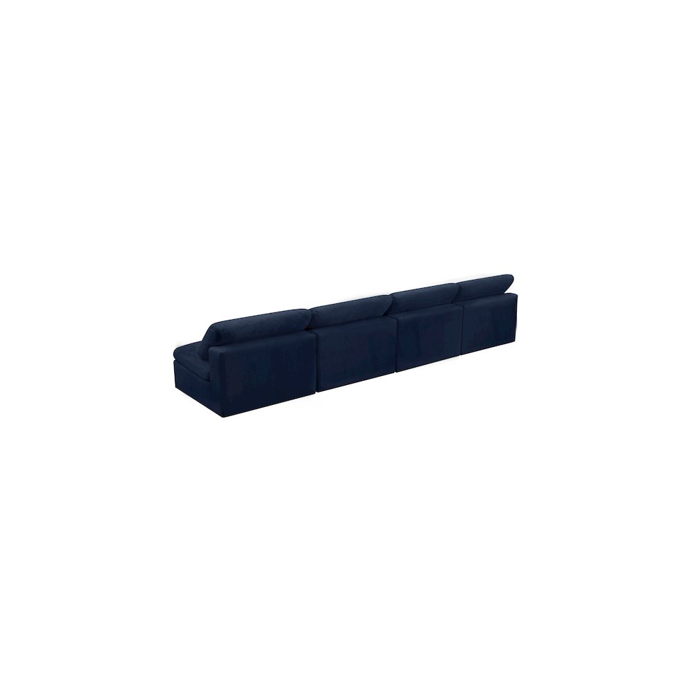 Cozy Navy Velvet Comfort Modular Armless Sofa. Picture 3