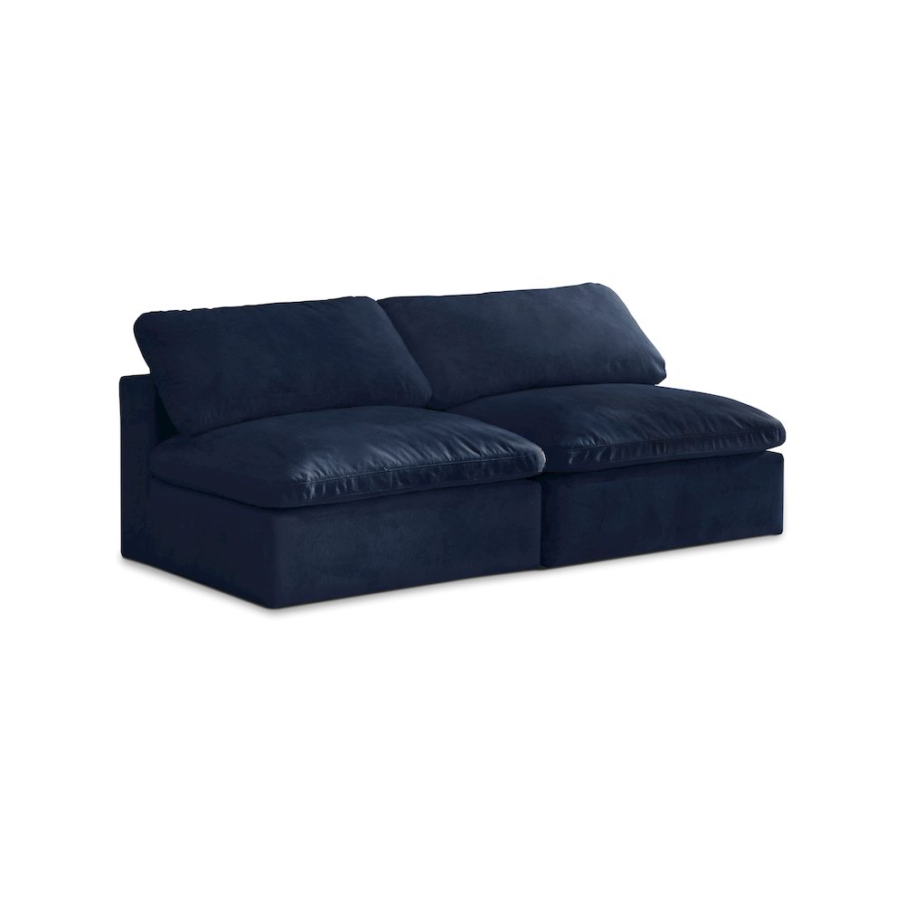 Cozy Navy Velvet Comfort Modular Armless Sofa. Picture 1