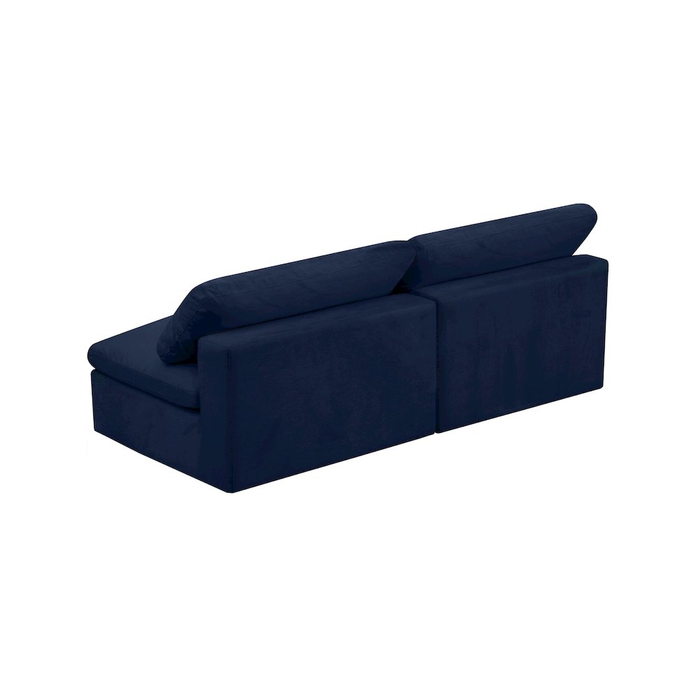 Cozy Navy Velvet Comfort Modular Armless Sofa. Picture 3