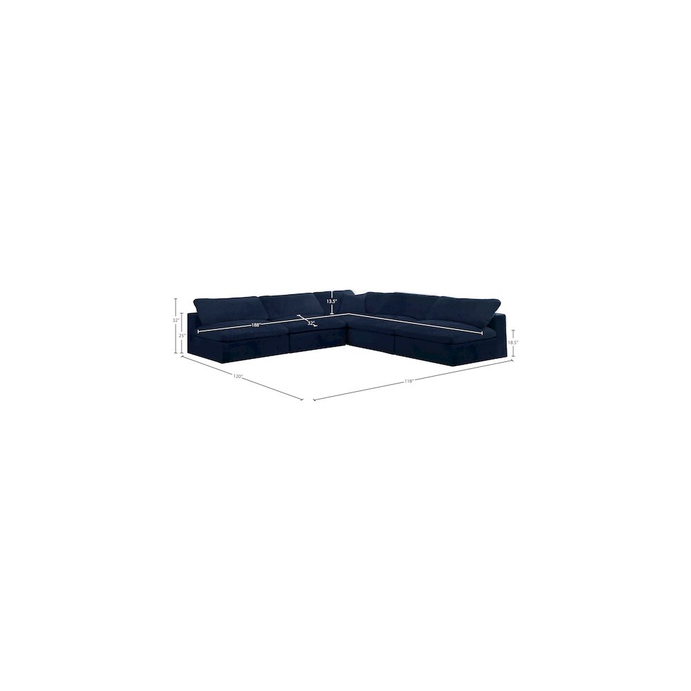 Cozy Navy Velvet Comfort Modular Sectional. Picture 4