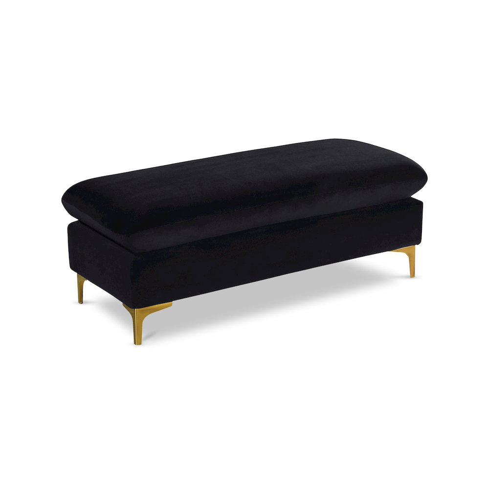 Naomi Black Velvet Ottoman. Picture 1