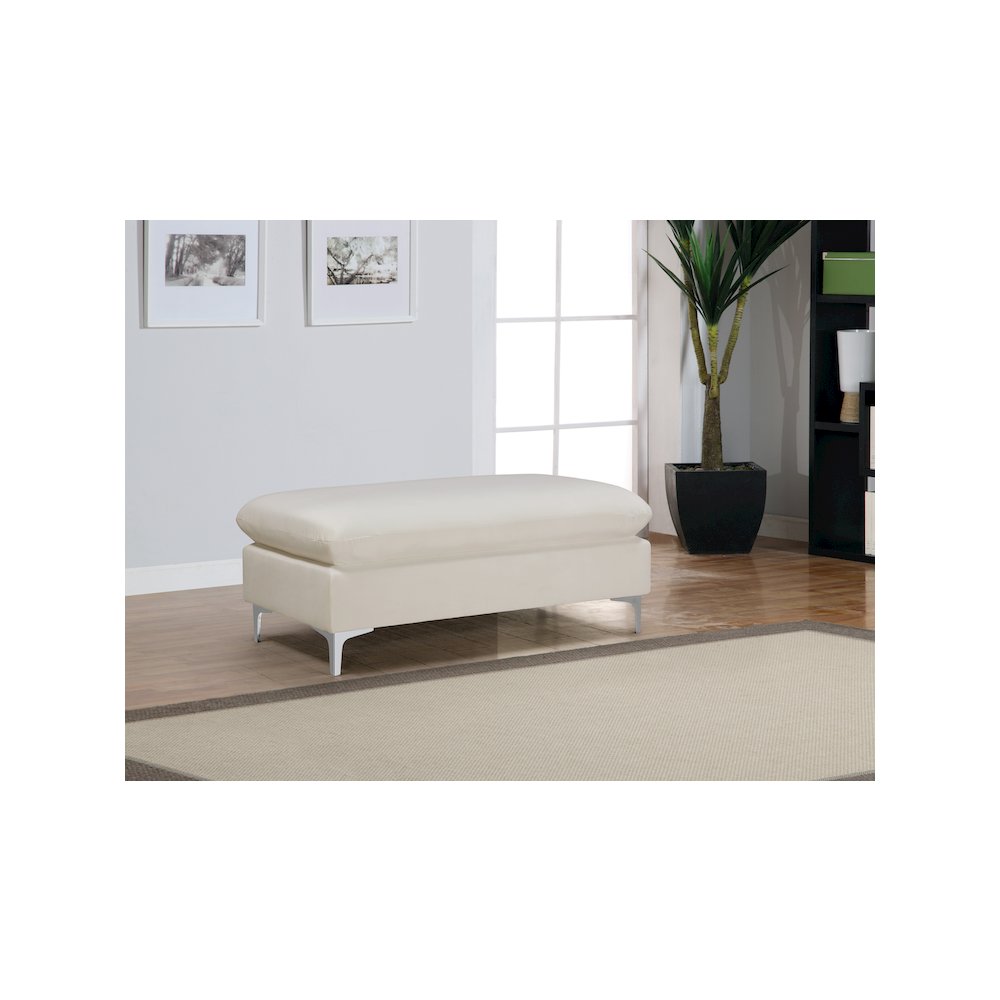 Naomi Cream Velvet Ottoman. Picture 3