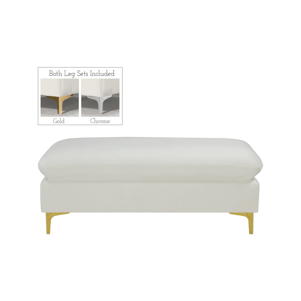 Naomi Cream Velvet Ottoman. Picture 4