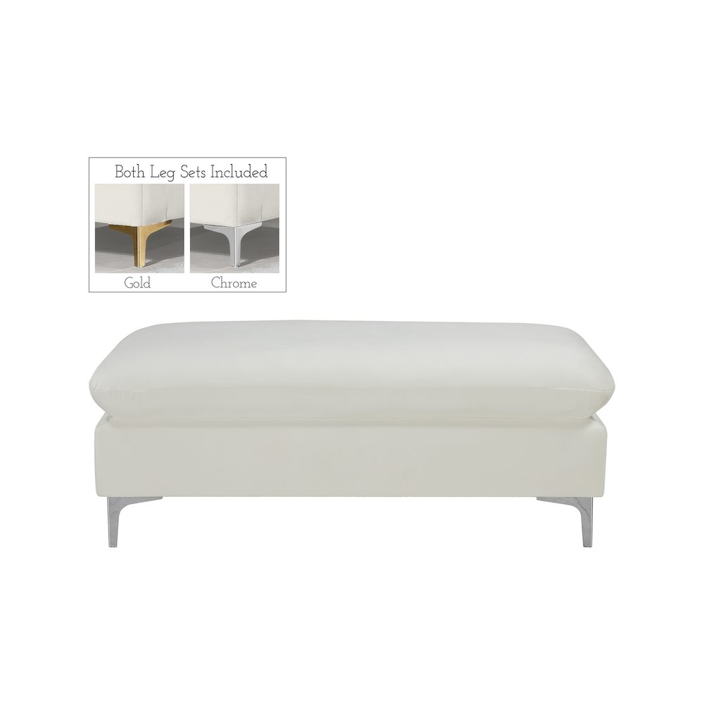 Naomi Cream Velvet Ottoman. Picture 5