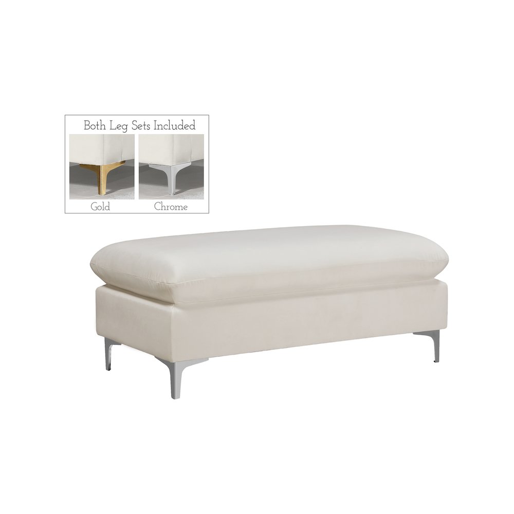 Naomi Cream Velvet Ottoman. Picture 7