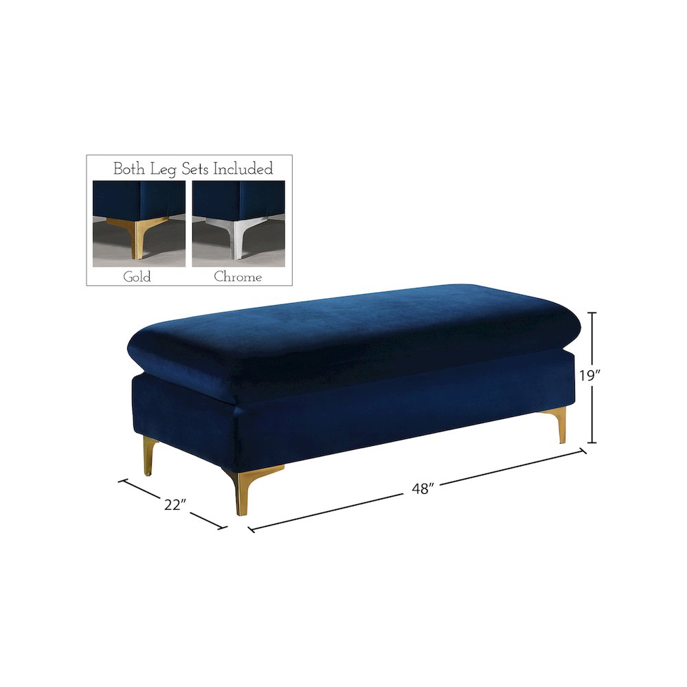 Naomi Navy Velvet Ottoman. Picture 2