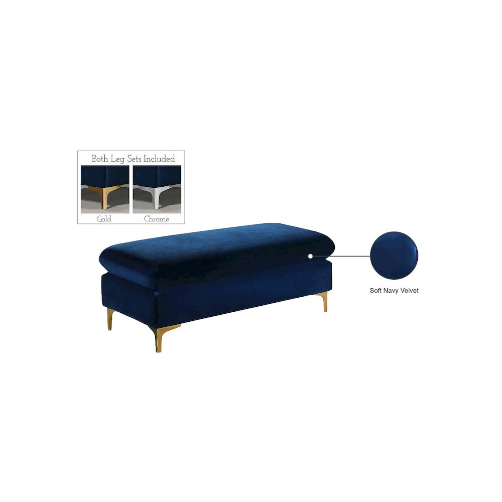 Naomi Navy Velvet Ottoman. Picture 3
