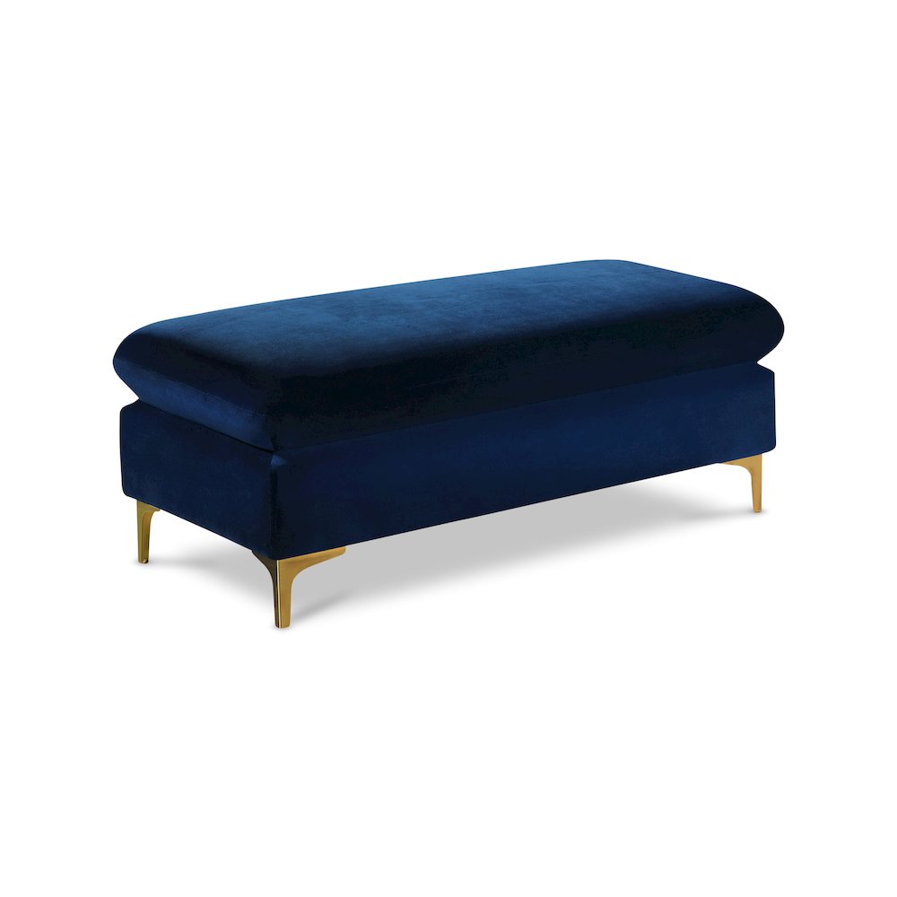 Naomi Navy Velvet Ottoman. Picture 1