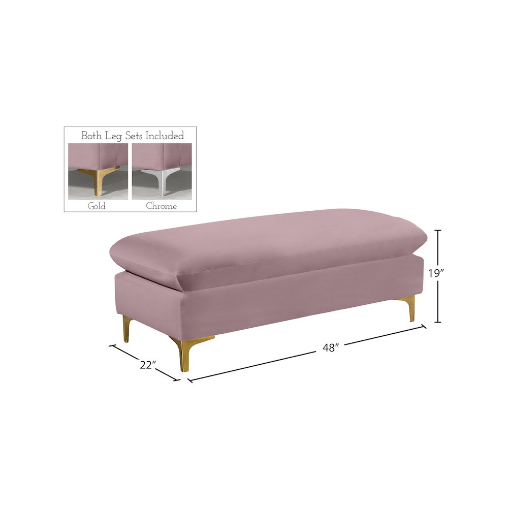 Naomi Pink Velvet Ottoman. Picture 2