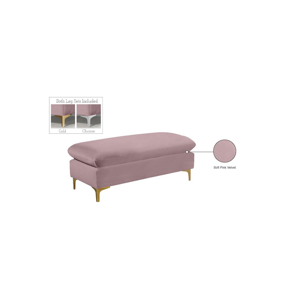 Naomi Pink Velvet Ottoman. Picture 3