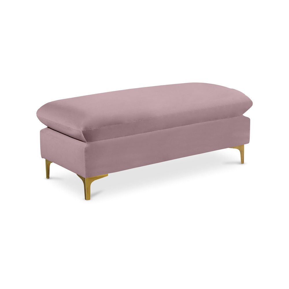 Naomi Pink Velvet Ottoman. Picture 1