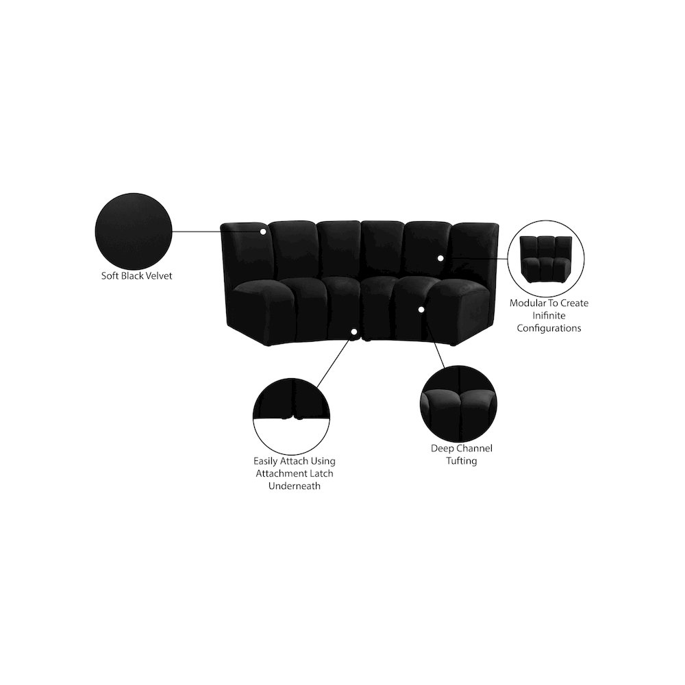 Infinity Black Velvet 2pc. Modular Sectional. Picture 11