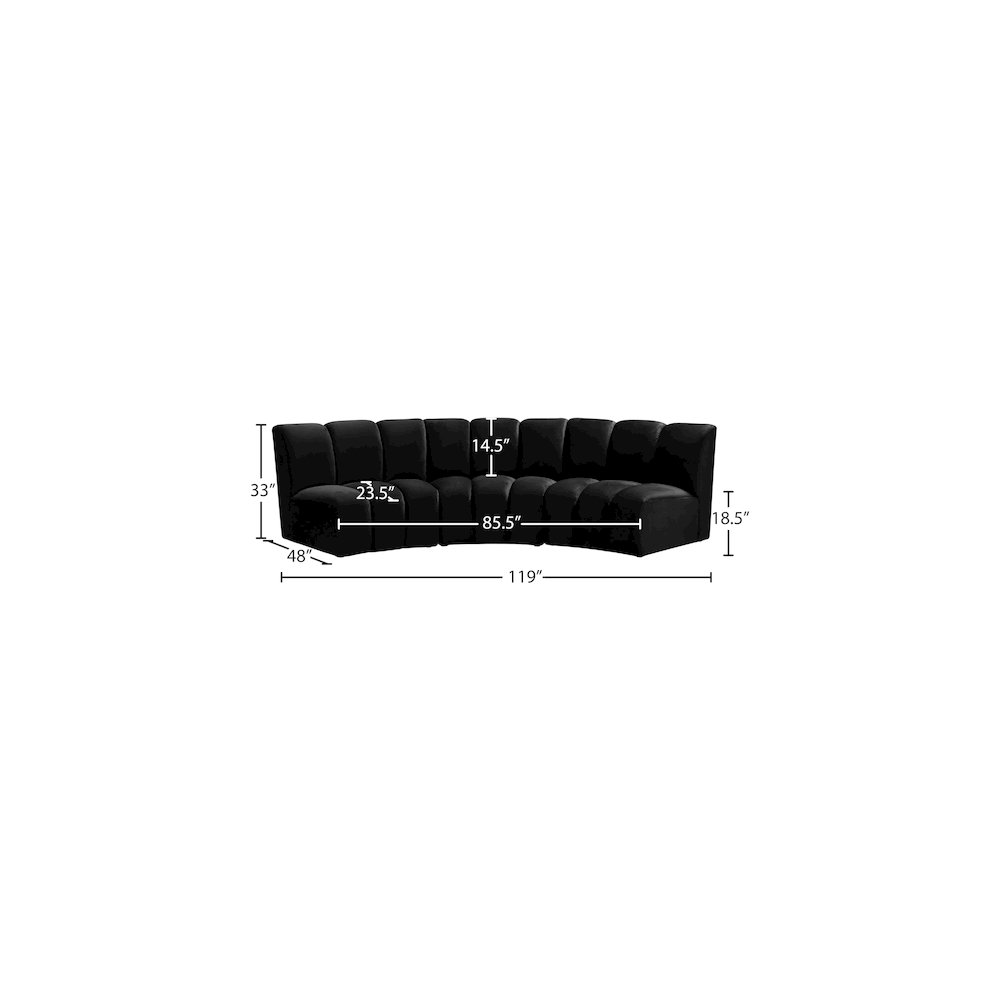 Infinity Black Velvet 3pc. Modular Sectional. Picture 10