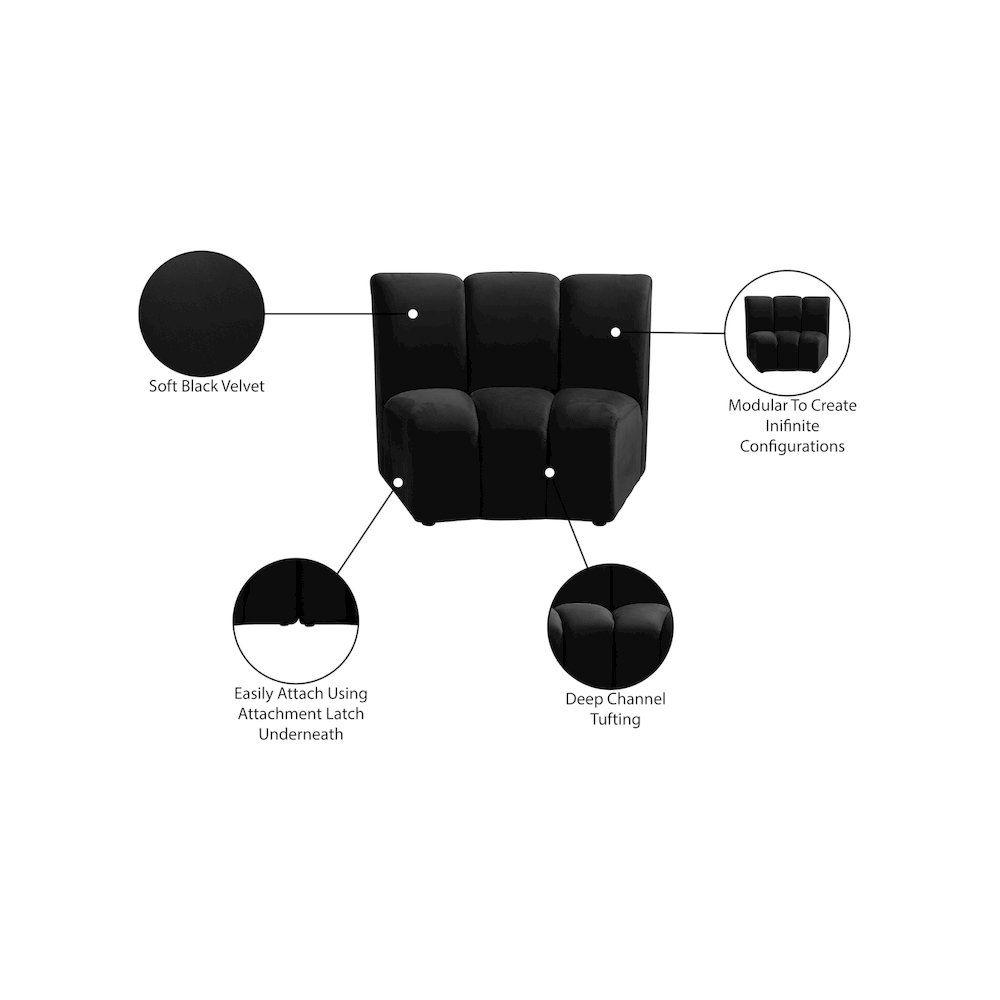 Infinity Black Velvet Modular Chair. Picture 7