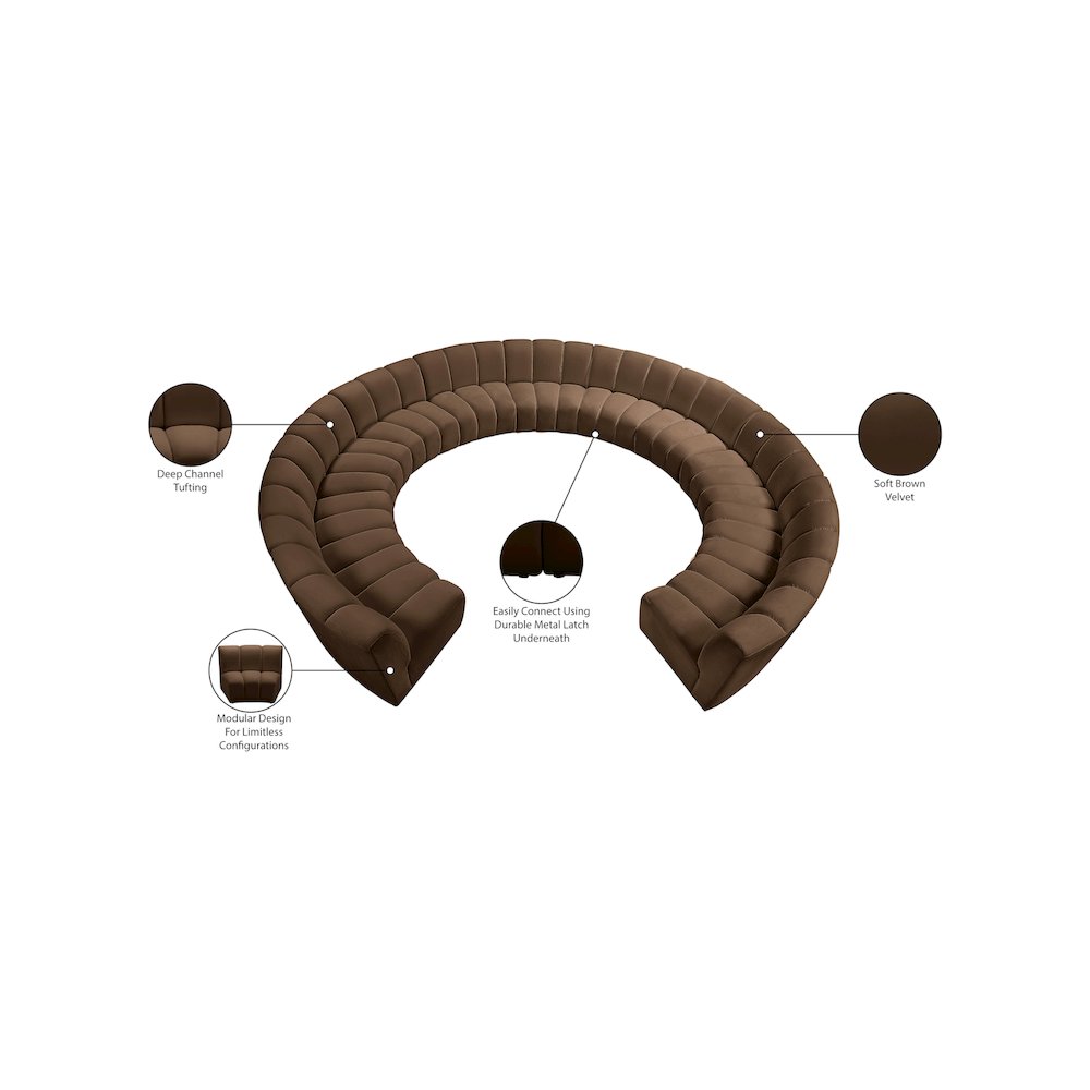 Infinity Brown Velvet 11pc. Modular Sectional. Picture 9
