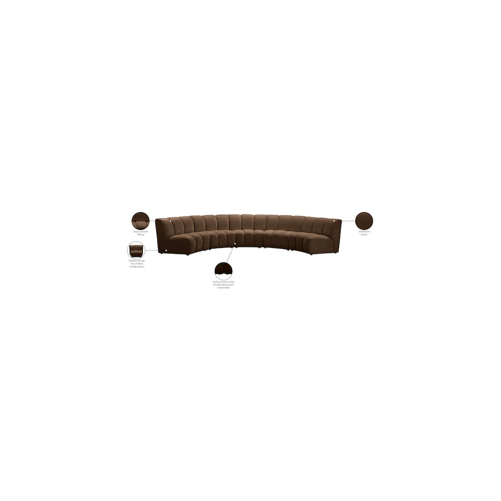 Infinity Brown Velvet 5pc. Modular Sectional. Picture 10