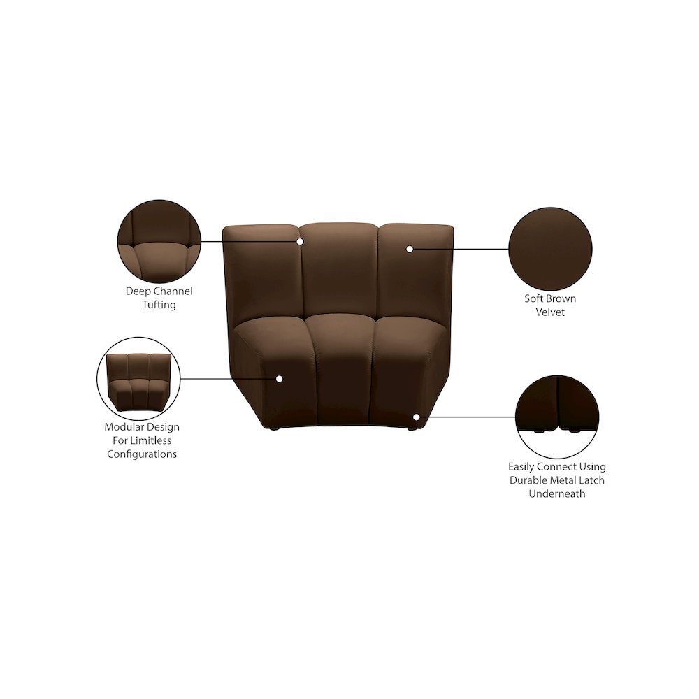 Infinity Brown Velvet Modular Chair. Picture 5