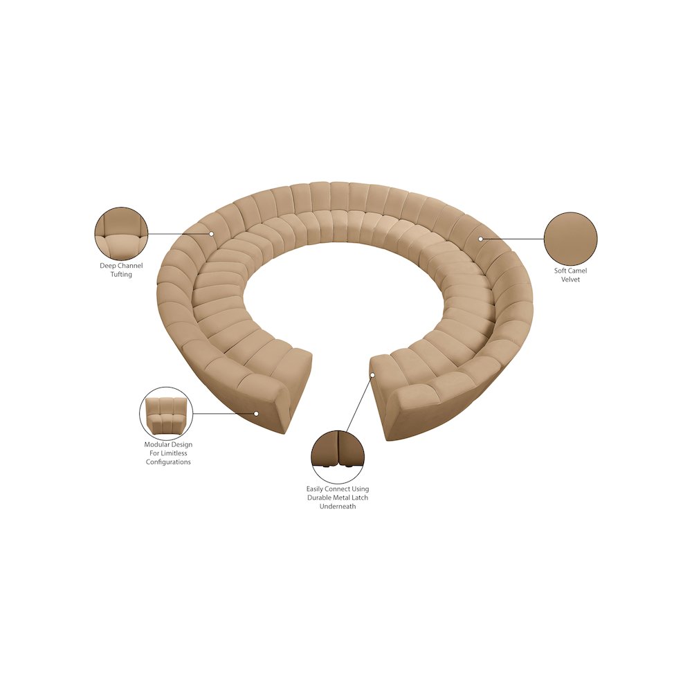 Infinity Camel Velvet 12pc. Modular Sectional. Picture 10