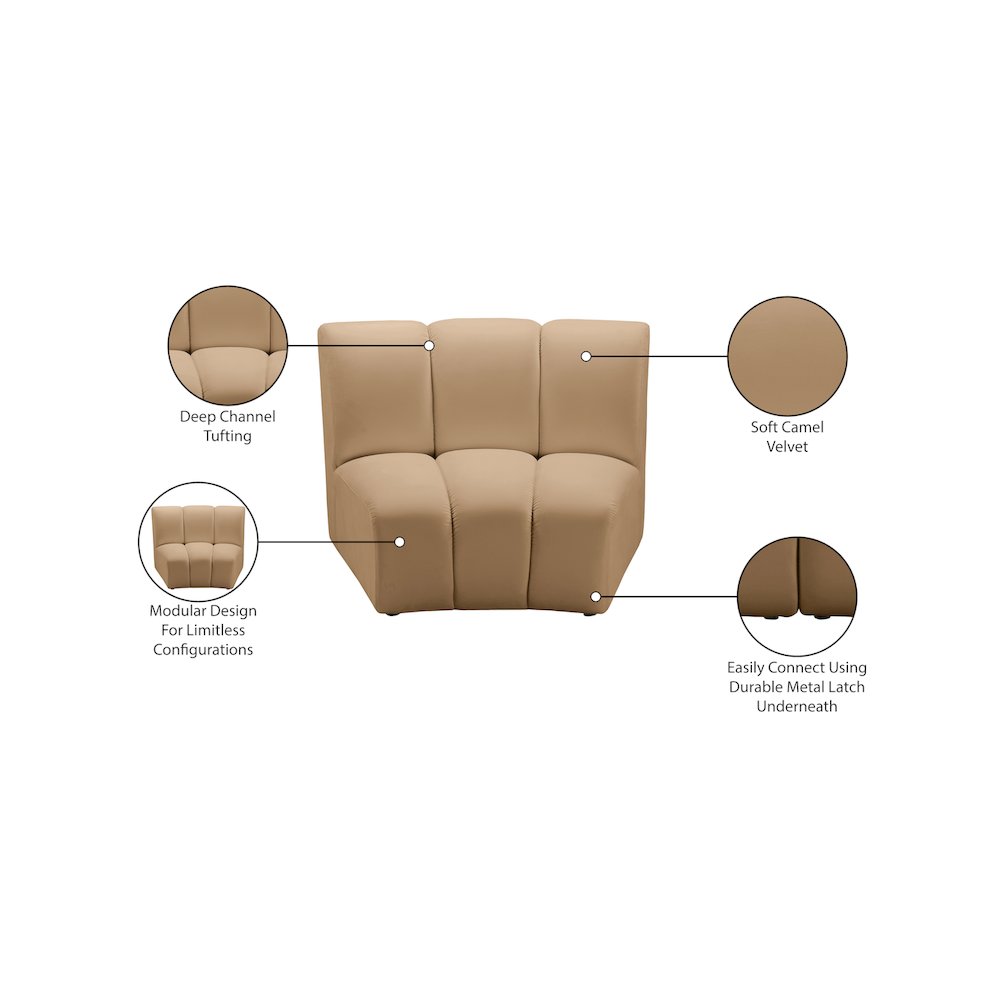 Infinity Camel Velvet Modular Chair. Picture 5
