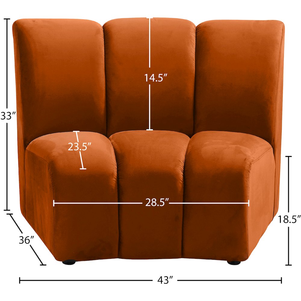 Infinity Cognac Velvet Modular Chair. Picture 6